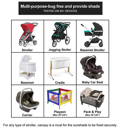 Stroller Mesh Shade Net Cover, Baby Car Seat Carrier Shade, Ventilated and See Through