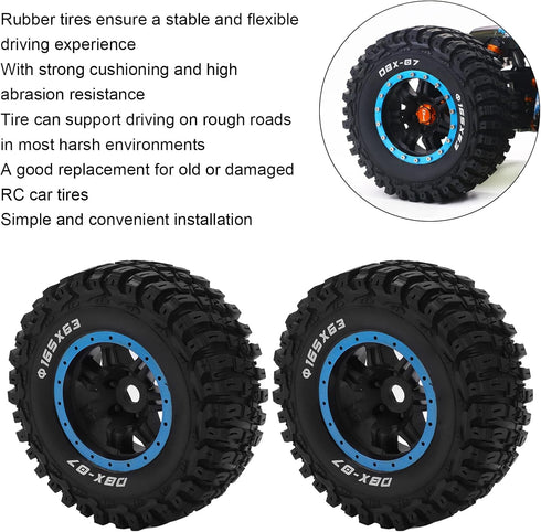 RC Rubber Tire Set 165mm Diameter Wheel Tire for Racing 1/7 RC Car Upgrade Part (Blue)