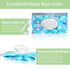 Baby Wipes Dispenser, 2 Pcs Travel Holder, Refillable Wet Wipe Pouch, Reusable Container, Portable Dispenser, Blue