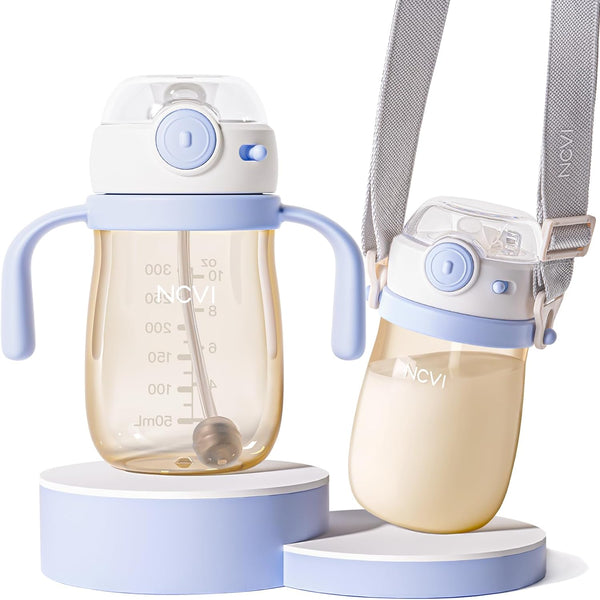 NCVI PPSU Milk Straw Sippy Cup Spill Proof for Toddlers 1-3 Years