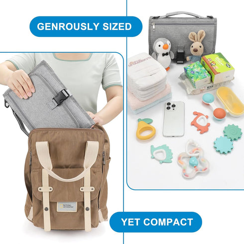 Accmor Waterproof Travel Baby Changing Mat - Grey, Portable Diaper Changing Pad for Newborns