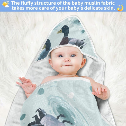 Pigsaly 30 30 Cute Mallard Ducks Hooded Baby Towel Farmhouse Animals Baby Bath Towel Unisex Toddlers Hooded Towels