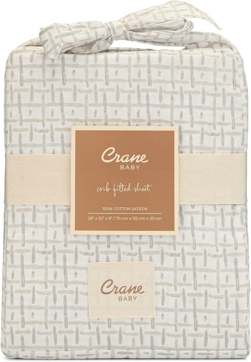 100% Mattress(28"x 52"), Crane Baby Crib Sheet, Neutral Hashtag Crib Sheets & Toddler Sheets, Cotton Crib Sheets