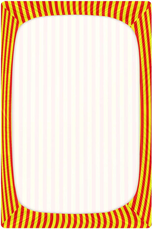 Pigsaly 27x39 Inch Crib Sheets Red Yellow Vertical Stripes Baby Sheet for Standard Crib Mattress Boys Girls Toddler Bed