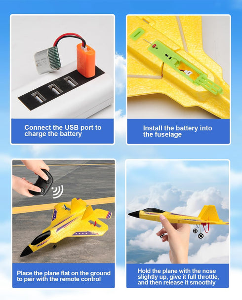 F22 2. 4GHz Light/2 ANTSIR RC Plane RC Airplane, Foam Remote Control Airplane with Gyro Stabilizer/LED Rechargeable