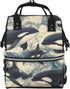 ZSUUGJ Killer Whale Printed Diaper Bag Backpack Baby Bag Multi Function Baby Changing