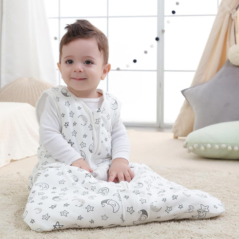 2-Way Zipper,2.5 6-12 Mosebears Sleep Sack Baby Winter Wearable Blanket with TOG Cotton Sleep Sack Unisex (White Star