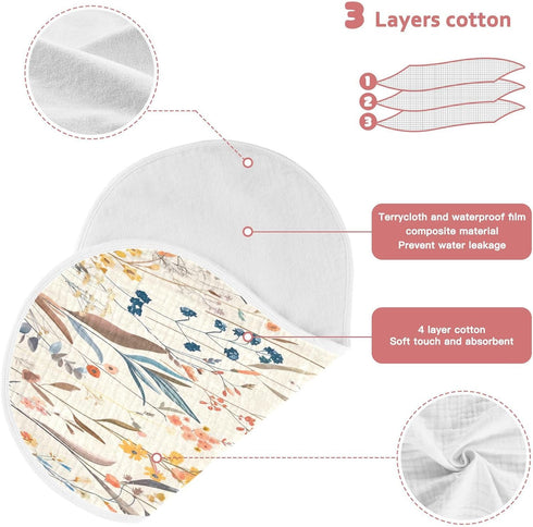 YEGAME Set 1 11 22 Inch Muslin Baby Burp Cloths of - Leaves Super Absorbent Cotton Burping Rags Soft Baby Washcloths