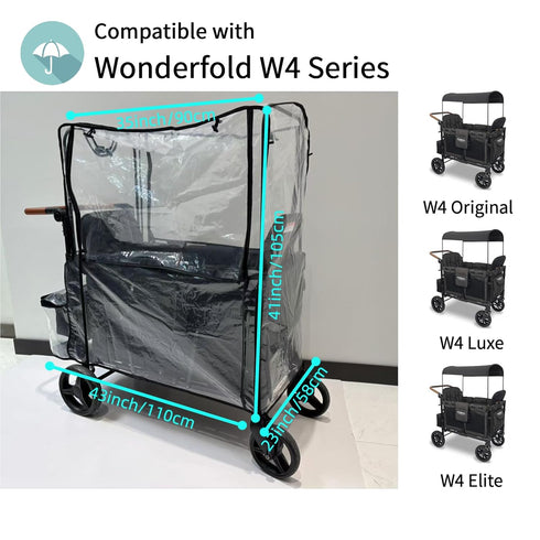 Hiviva W4 4 Stroller Rain Cover Compatible with Wonderfold Wagon, Seater Wagon Stroller Rain Cover Waterproof