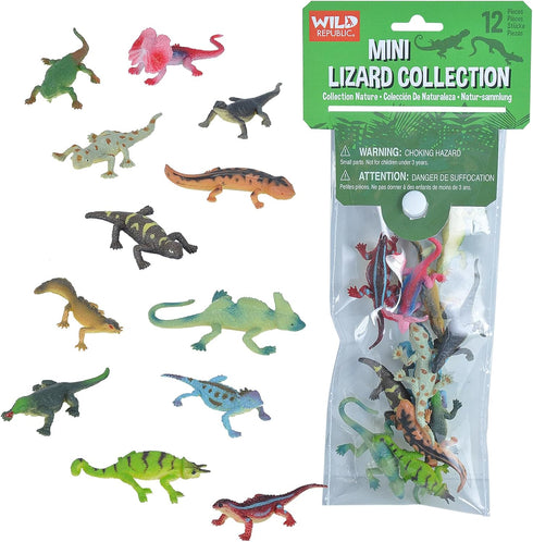 Wild Republic Mini Lizard Polybag, Kids Gifts, Educational Toys, Reusable Bag, 12Piece,
