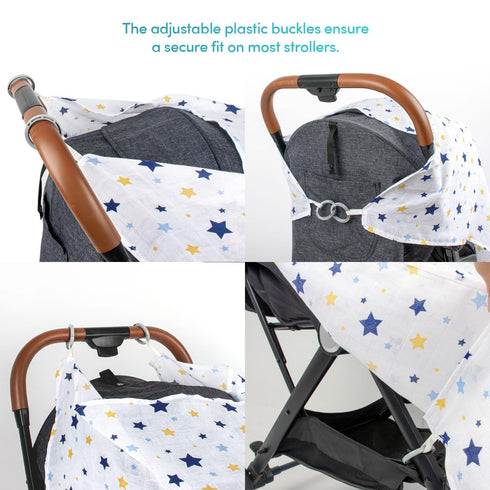 Muslin Stroller Cover, Versatile Sunshade, Windbreaker, and Insect Shield, Stylish and Breathable Travel Accessory