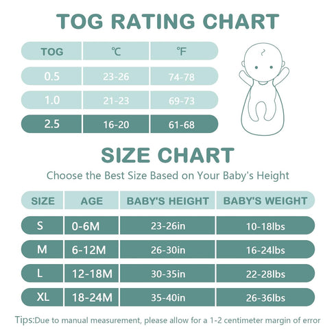 2-Way Zipper,2.5 12-18 Mosebears Sleep Sack Baby Winter Wearable Blanket with TOG Cotton Sleep Sack Unisex (White
