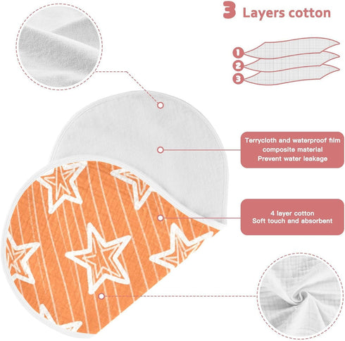 tplaotee 22x11in Orange Stars Cotton Large Burp Cloths for Baby Good Absorbent? Baby wash Cloth for Gender Neutral