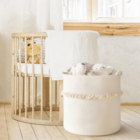 17'' 16'' CherryNow Extra Large Woven Storage Baskets x Cotton Rope Decorative Hamper for Magazine, Toys, Blankets