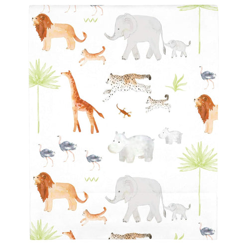 NoJo Watercolor Jungle Animals Fitted Crib Sheet