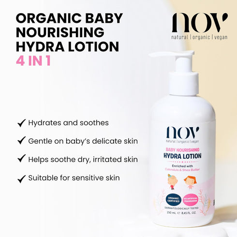 8.45 oz NOV Baby Nourishing Hydra Lotion - Baby Lotion for Newborn to Calm Itchiness and Redness - Newborn Essentials