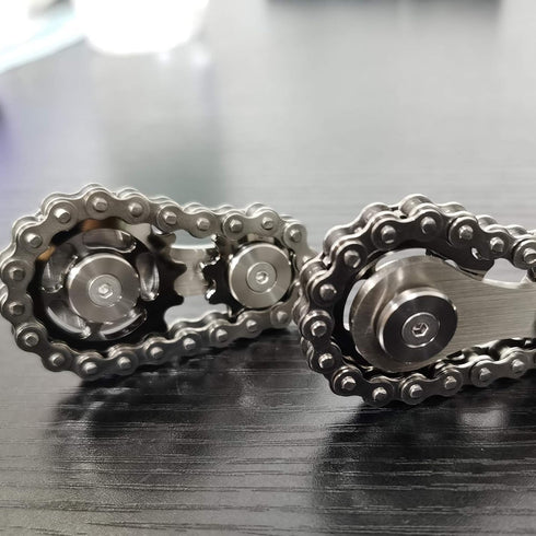 Sprocket Fidgets Chain Stainless Steel Fidget Cube, Gears Linkage Bike Chain Novelty Fidget Block, Kinetic Desk Toy