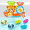 Baby Bath Toys for Toddlers 1-3, Bear Kids Bath Tub Toys with 2 Turtle Swimming Toys & 3 Floating Boat Gifts