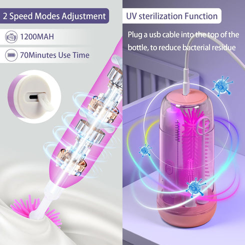 Set Electric Bottle Brush Cleaner, Portable Baby Bottle Washer, Travel Bottle Cleaner Brush with Silicone Bottle
