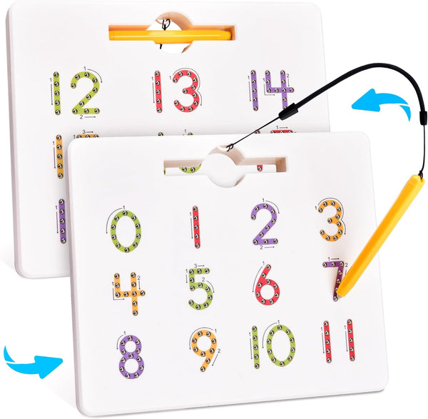 Gamenote Magnetic Number Tracing Board - 2 in 1 Double Sided Writing Board for Toddlers & Kids Learning