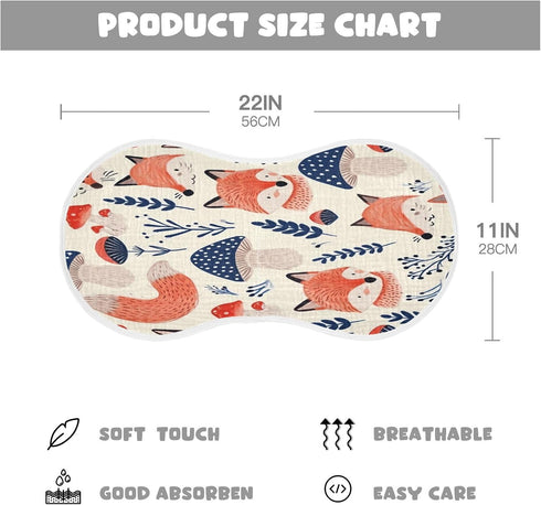 Bulletgxll Set 4, Foxes and Mushrooms Unisex Baby Burp Cloths of Soft Absorbent Organic Cotton Muslin Burping Cloths
