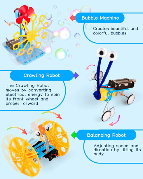 6-in-1 6-12, 8-12, 6 7 8 9 10 12 STEM Kit for Kids Ages STEM Toys for Boys Ages Robot Building Kit & Car Crafts