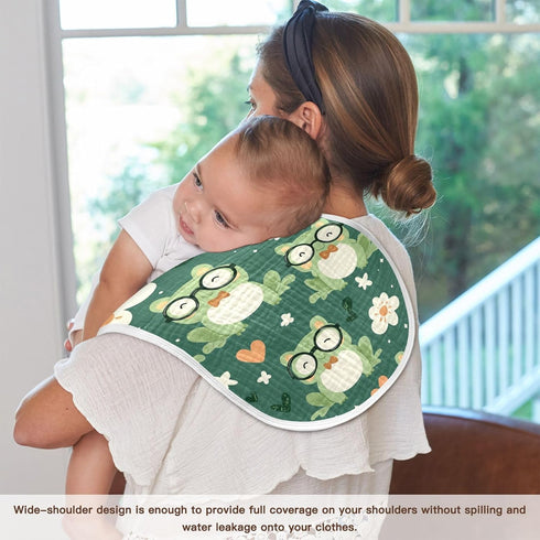 tplaotee 22x11in Green Cute Frogs Glasses Spring Cotton Muslin Cotton Burp Cloths Easy Care Baby wash Cloth for Babies