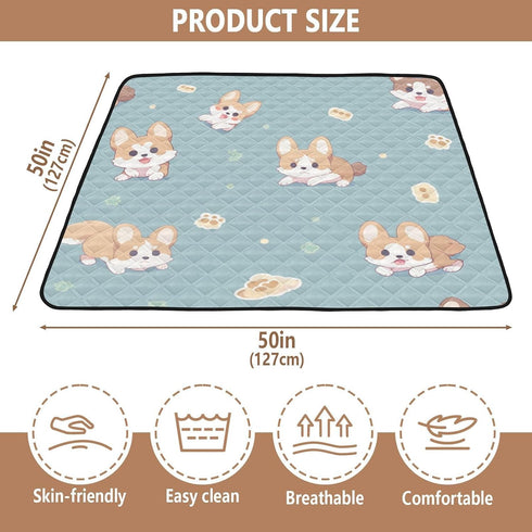 EtherSpher 1-Piecing foldablummy 50'' 50''con Cute Cartoon Brown Dogs Soft Padded Baby Play mat Foldable for Indoor