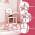 PHOKID 18" Doll High Chair for Pretend Play - Wooden Doll Furniture with Safety Belt, Footrest & Flower Backrest