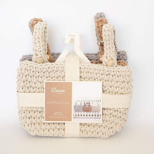 Crane Baby Hanging Bin Trio, Nursery Storage & Organization Products, Hanging Stuffed Animal Storage Solution, Nursery
