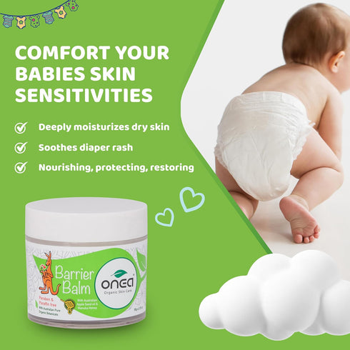 ONEA Baby Barrier Balm - Gentle Diaper Rash Cream with Grapeseed, Coconut and Jojoba oil - Soothing Diaper Cream
