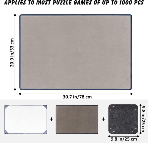 6 1000 30.7 20.9 Tektalk Jigsaw Puzzle Board with Sorting Trays - Portable Puzzle Mat with Dustproof Cover for Storage