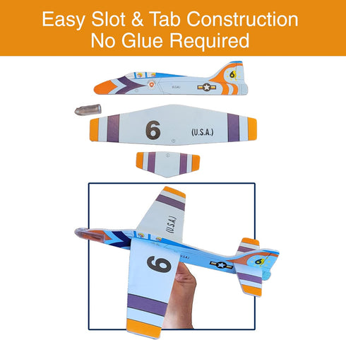 Wooden Airplane Kits Set | Balsa Wood and Styrofoam Airplane Toys | 2 Rubberband Powered Planes, 2 Glider Planes, 6