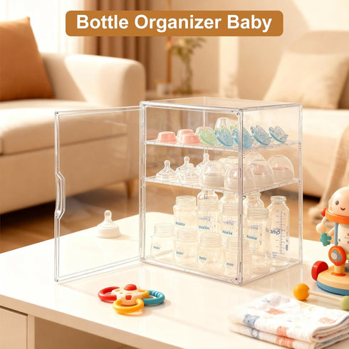 ERTIUANIO 3 Countertop Baby Bottle Organizer Tier Bottle Storage Organizer Baby for Bottles, Nipples, Pump Parts, Food