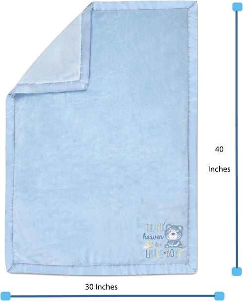 30x40 Cozy Baby Nursery Blanket with Satin Trim - Blue for All Babies