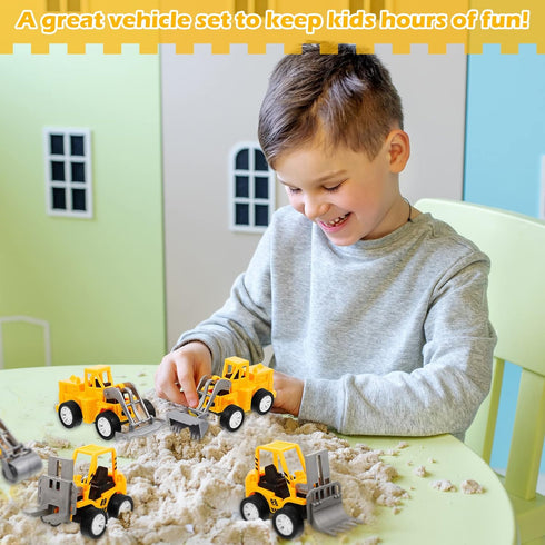 12 Set Set) Pcs Construction Party Favors Engineering Trucks Small Digger Truck Toys Christmas Gifts Pull Back Vehicles