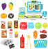 3 4 5 6 7 8 FS Pretend Play Cash Register Toys with Scanner, Calculator, Large Drawer, Microphone, Play Food