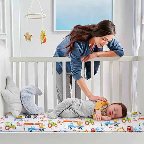 2 Pack 52in 28in Crib Sheets x | Bedding for Cot Bed Soft Breathable Cotton Sheets for Standard Crib and Toddler