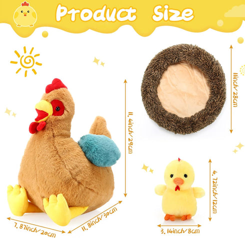 6 Skylety Pcs Chicken Stuffed Animal with Baby Chicks Inside Chicken Plush Toy for Kids Stuffed Animal Egg Laying Hen