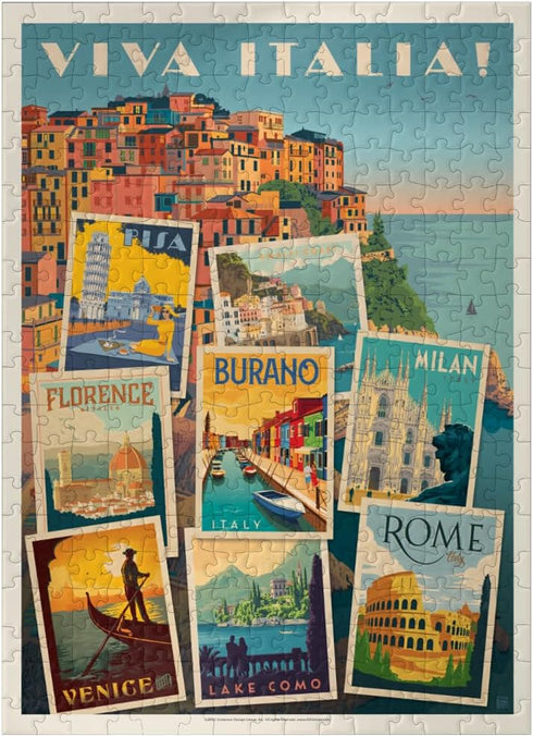 MyPuzzle Italy: Viva Italia! Collage, Vintage Poster - Premium 300 Piece Jigsaw