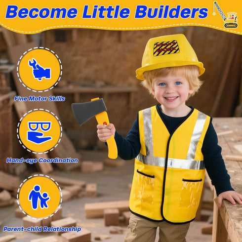 Fantspati Set, Set 3 4 5 6 7 Construction Worker Role Play Costume Dress-Up Costume Kids Construction Tool Toddler