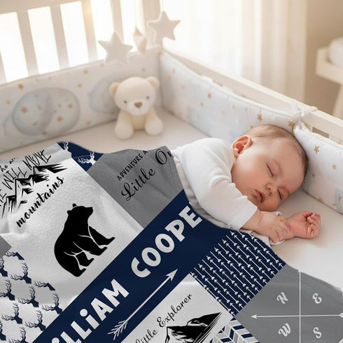 Personalized Baby Blanket for Boys Girls Custom Baby Blanket with Name for Toddlers Kids Fleece Bed Throw Blanket