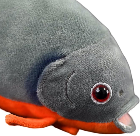 FRANKIEZHOU Simulation Piranha Plush, Realistic Fish Stuffed Animal, Soft Toy for Kids, 8.5 Inches