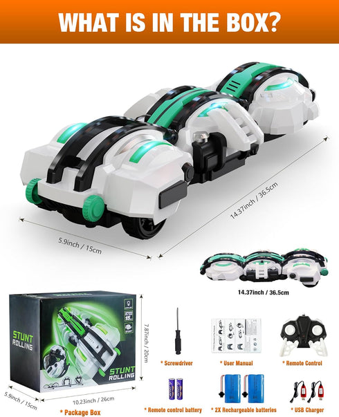 360 7 8 9 10 11+ 2 60+min, 6-12 BAZADER RC Car with LED Lights - Remote Control Car Snakes Roll Toy, Birthday for Kids