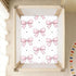 CZXW 52" 28" Pink Bowknot Pattern Crib Sheets Fitted x Natural Cotton Soft & Breathable for Baby Crib Mattress