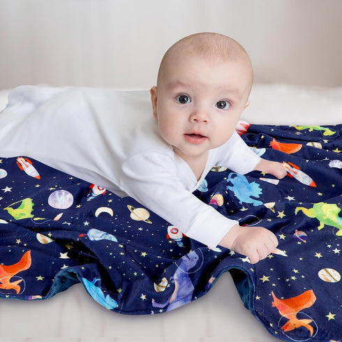 30 40 Inch GFU Baby Blanket for Boys and Girls, Soft Minky Infant Receiving Blanket with Dotted Backing Double Layer