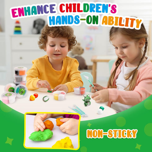 12 8-12, Kasfalci Air Dry Clay Kit for Kids, Animals Modeling Magic Clay, Arts & Crafts for Kids Ages Ultra Light