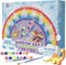 Window Art Kit for Kids - Stained Glass Kits Includes 16 Suncatchers, 16 Ball Keychains, 2 Paint Brushes