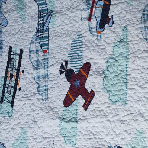 House Airplane Plane Quilt, Baby and Toddler Quilt Bedspread, Boys Girls Kid's Quilt, 43" X 51"