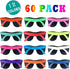 60 Pack Sunglasses Bulk for Party Favors, 12 Neon Sun Glasses with UV400 Protection, Great Gift for Pool Beach Parties